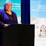 Dir norwegische Premierministerin Erna Solberg eröffnete mit ihrer Ansprache die Europrat-Kampagne  "Free to Speak, Safe to Learn. Democratic Schools for all."Oslo 2018